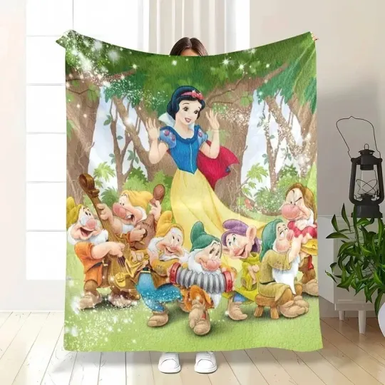Snow White Princess And Seven Dwarfs Fleece, Fleece Blanket