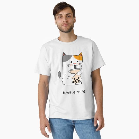 Discover Bubble Tea Cat   Classic T-Shirt