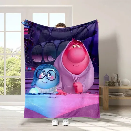 Discover Inside Out 2 Plush, Sadness & Nervous Fleece Blanket, Disney Cartoon Blanket