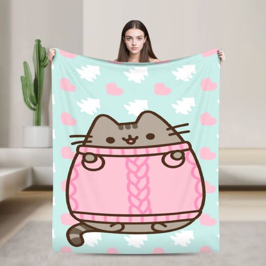 Discover P-Pusheens Cat Plush Blanket Kids  Flannel Throw Blanket For Bedroom Soft Warm Design Quality Bedspread Birthday Present