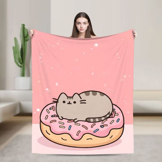 Discover P-Pusheens Cat Warm Blanket  Students Plush Throw Blanket Comfortable Couch Chair Flannel Bedspread Sofa Bed Cover