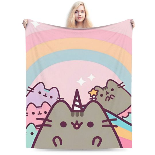 Discover Pusheens Cartoon Cats Merch Throw Blanket