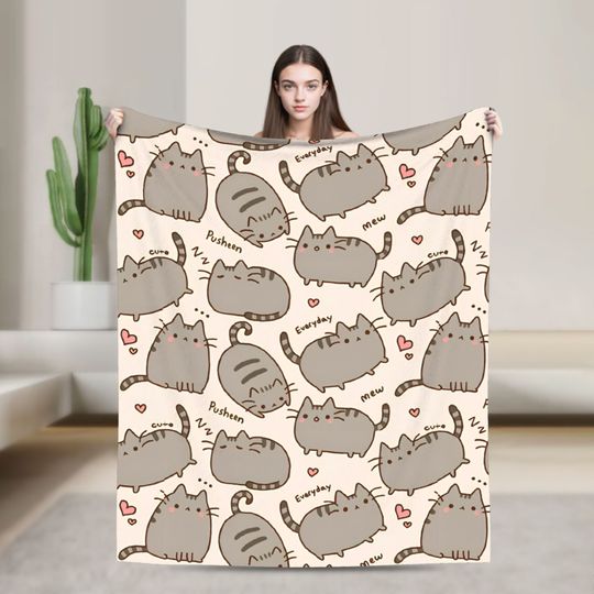 Discover Pusheens Cat Blanket Multiple Sizes Cozy Throw Blanket for Couch Sofa Bed