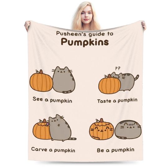 Funny Pusheen Cat Throw Blanket