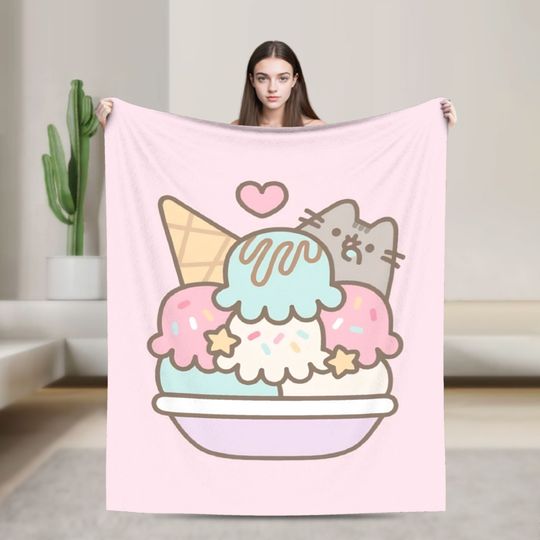 Discover Pusheens Cat Blanket, Girls Boys Throw Blanket Aesthetic Couch Chair