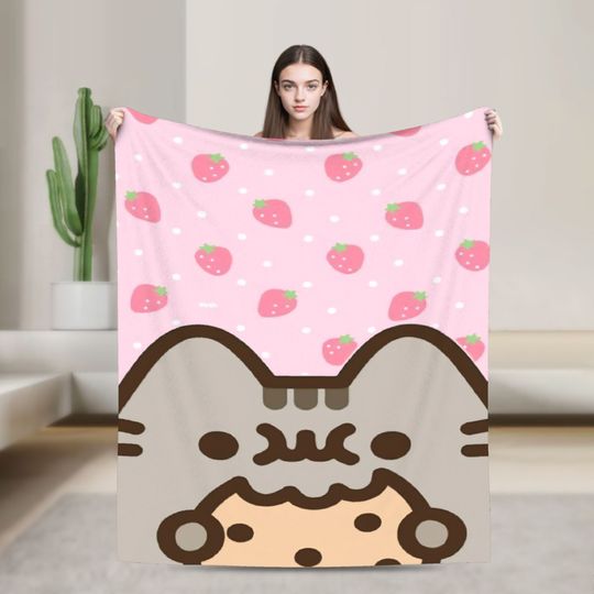 Discover Pusheens Cat Throw Blanket Autumn Warm Soft Throw for Child Living Room