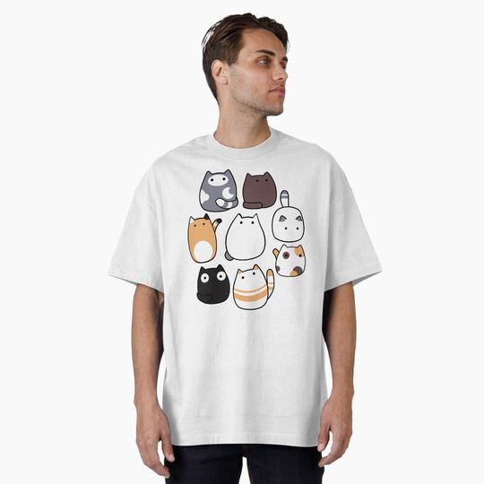 Blob Cats in Color Oversized T-Shirt