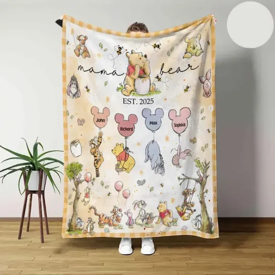 Discover Personalized Disney Winnie The Pooh Mama Bear Fleece Blanket
