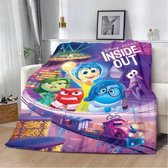 Discover Inside Out2 Printed Blanket, Anger Sadness Fear Disgust And Joy Fleece Blanket
