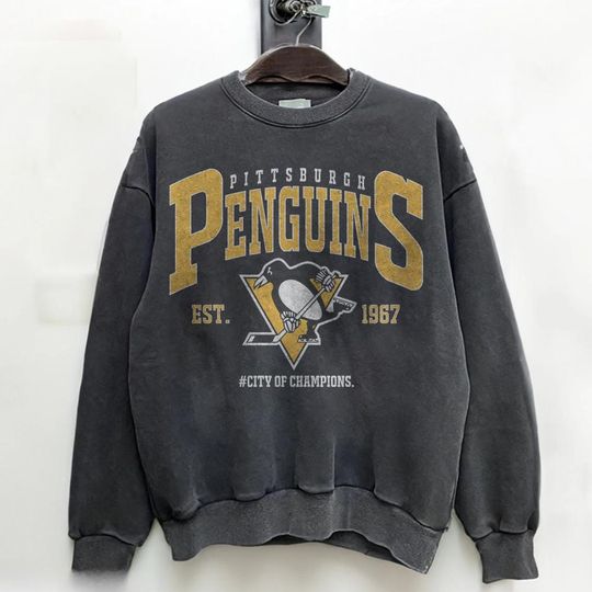 Discover Retro 90s Pittsburgh Penguins Ice Hockey Crewneck Sweatshirt
