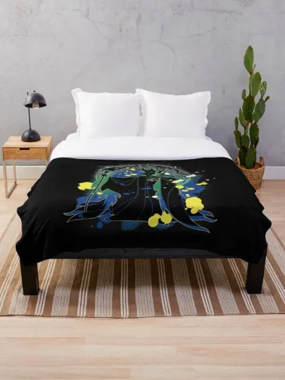 Discover Disney Maleficent Floral Art Black Cozy Fleece Blanket