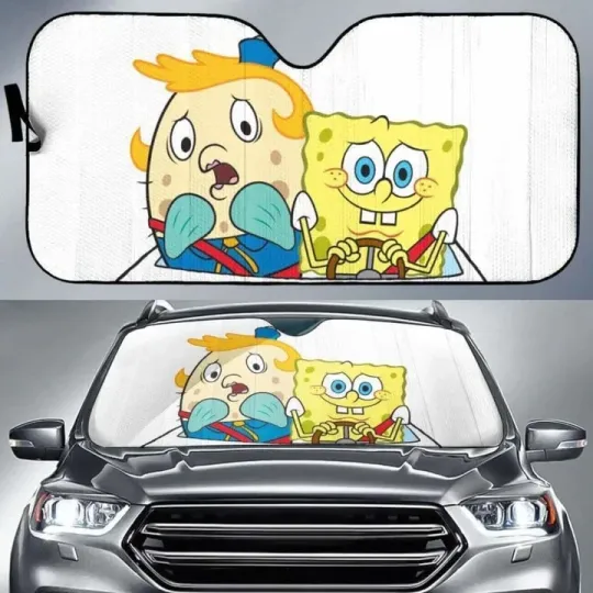 Discover Spongebob Car Auto Sun Shades Universal Fit  Windshield Sunshade Car Sunshade