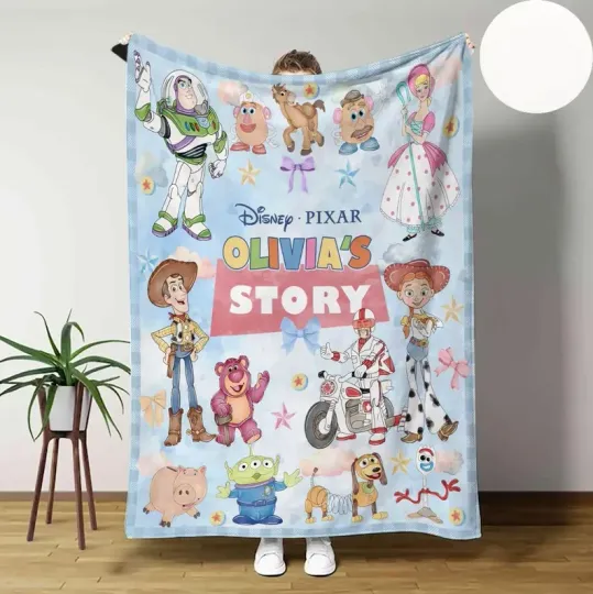 Discover Personalized Disney Toy Story Watercolor Characters Fleece Blanket