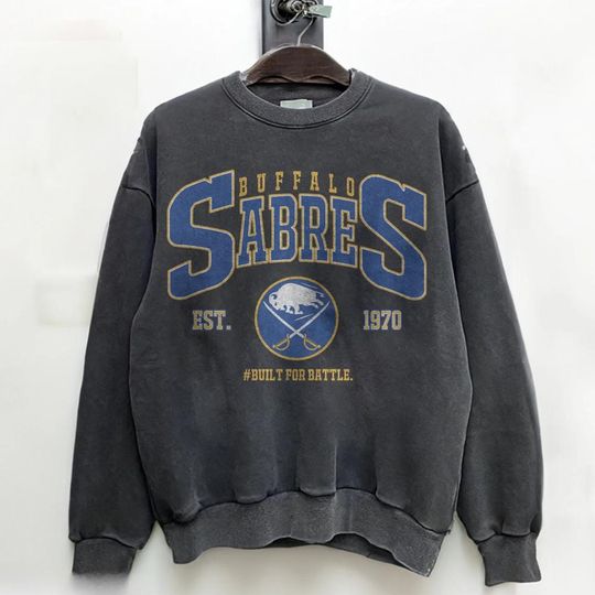Discover Retro 90s Buffalo Sabres Ice Hockey Team Comfort Color Sweatshirt, Vintage Buffalo Hockey Team Crewneck, Ice Hockey Tshirt 191225DN8