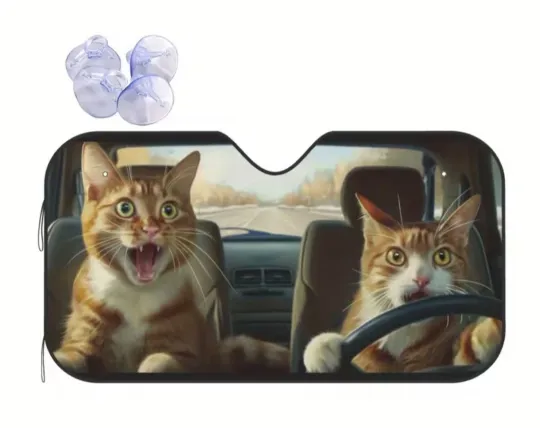 Discover Cute cat lovers, kitten Car Sunshade, Cat-Themed Windshield Protector