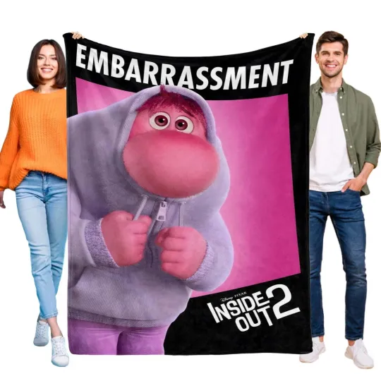 Discover Inside Out 2 Embarrassment Throw Blanket, Fleece Blanket, Disney Cartoon Blanket