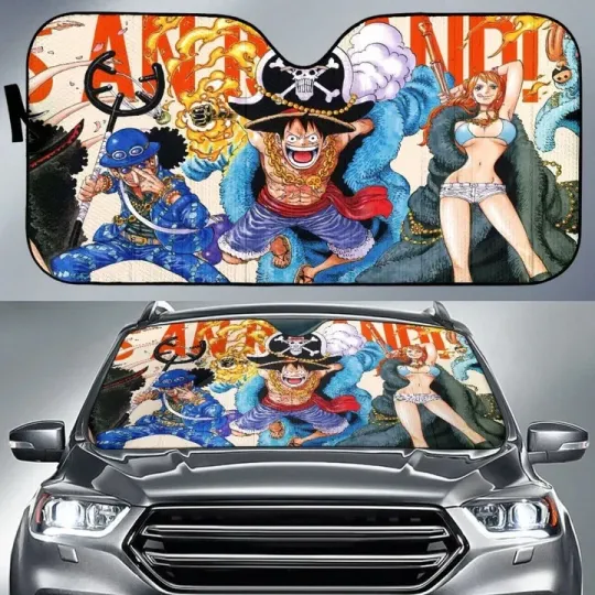 Discover Team One Piece Car Sun Shades Anime FanCar Auto Sun Shades Windshield Sunshade
