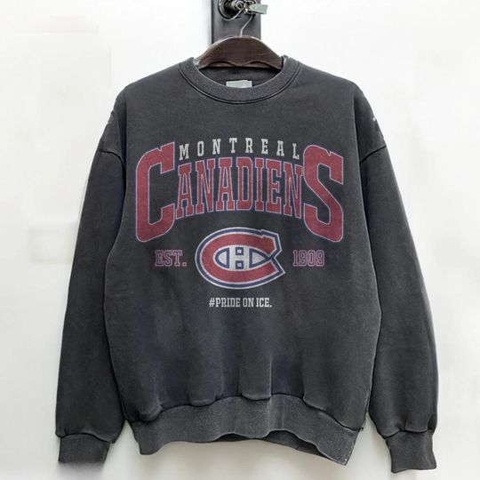 Discover Retro 90s Montreal Canadiens Ice Hockey Team Comfort Color Sweatshirt, Vintage Montreal Hockey Team Crewneck, Ice Hockey Tshirt 191225DN7