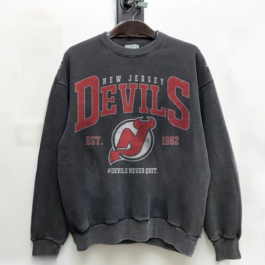 Retro New Jersey Devils Ice Hockey Crewneck Sweatshirt