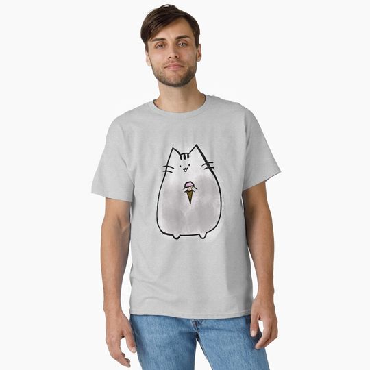 Discover Cat with Ice Cream Hand drawn Handmade Kawaii Cute Classic T-Shirt
