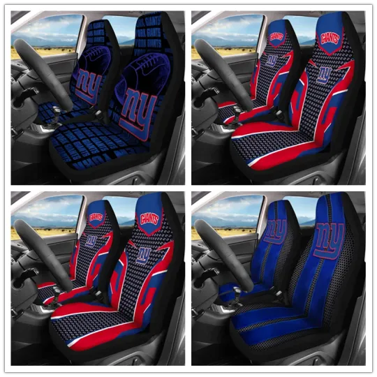 Discover Car Seat Cover Personalized Nonslip Seat Protector 2Pc with New York Giants