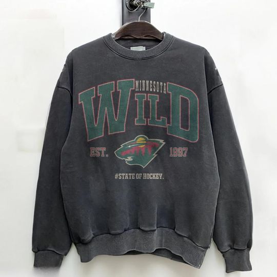 Discover Retro 90s Minnesota Wild Ice Hockey Team Comfort Colors Sweatshirt, Vintage Minnesota Hockey Team Crewneck, Ice Hockey Tshirt 191225DN19