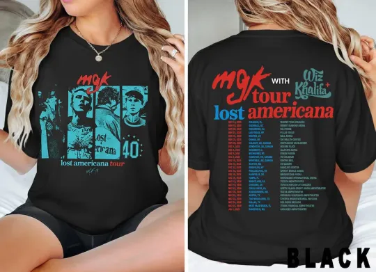 Discover MGK Lost Americana Tour Dates Shirt, Wiz Khalifa Concert Merch Tour  T-shirt