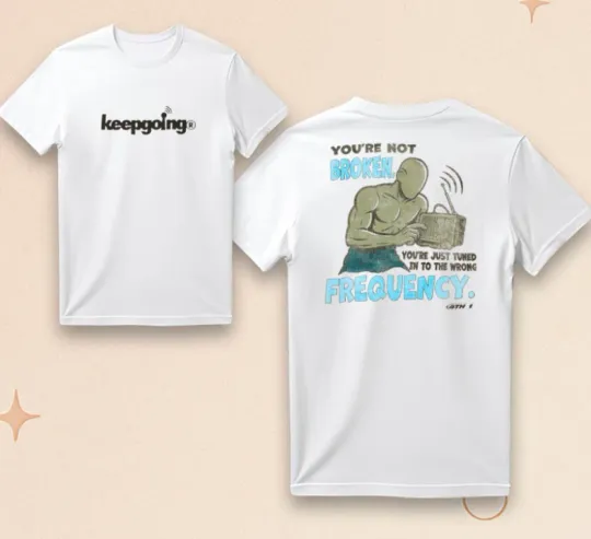 Discover Keepgoing Broken Frequency Double Sided T-Shirt