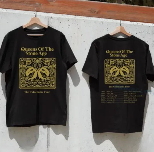 Discover Queens Of The Stone Age The Catacombs Tour European & UK 2025 Gift Fan T-shirt