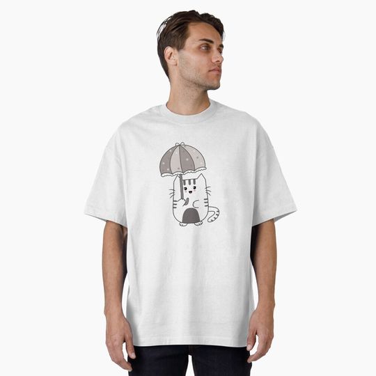 Discover Cute Kitten with Umbrella Oversized T-Shirt