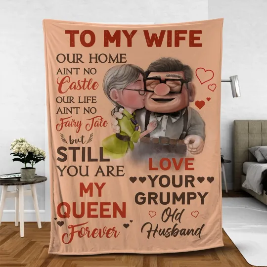 To My Wife Carl And Ellie Blanket Up Movie Blanket, Disney Fleece Blanket