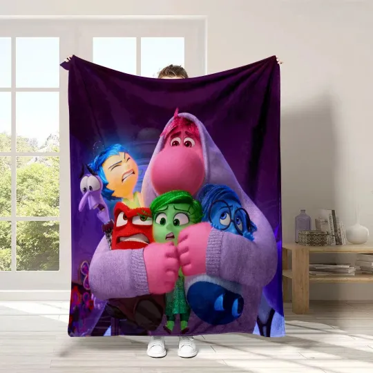Discover Inside Out 2 Plush, Hug Together Fleece Blanket, Disney Cartoon Blanket