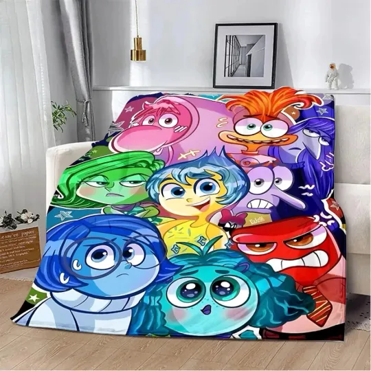 Discover Inside Out2 Movie Cartoon Blanket, Full Colors Fleece Blanket