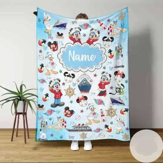 Discover Personalized Disney Mickey & Friends Cruise Line Family Vacation Fleece Blanket