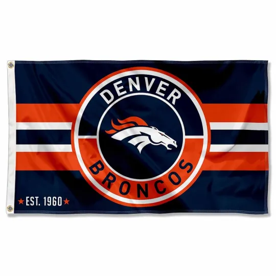 Denver Broncos Football Fan Circle Logo Flag ft Wall Banner