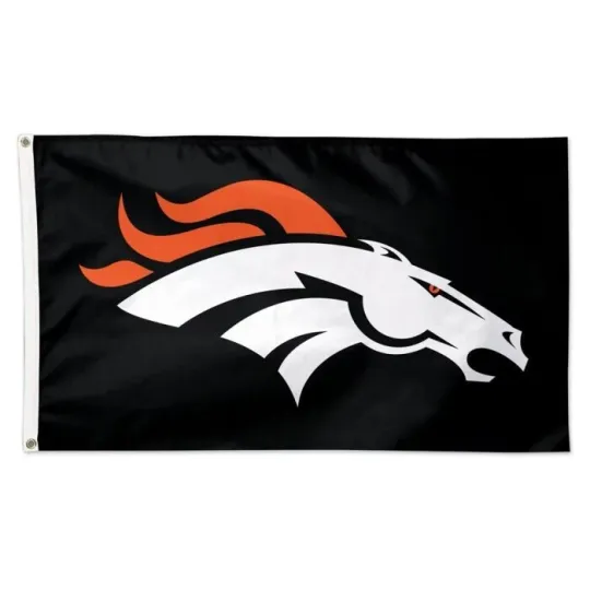 Denver Broncos Football House Flag ft Black Background Decor