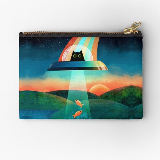 Discover The Purrfect Alien  Zipper Pouch