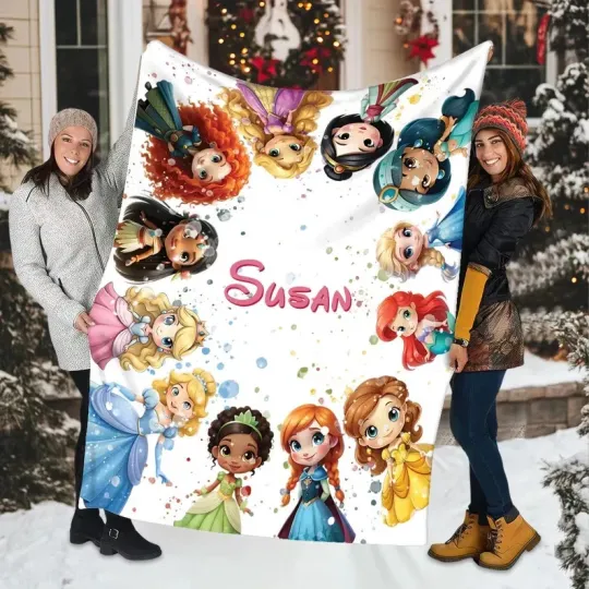 Discover Personalized Name Disney Princess Fleece Blanket