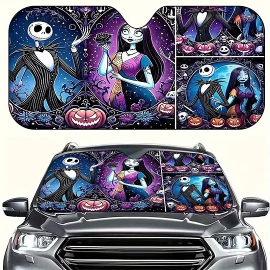 Jack And Sally Nightmare Couple Happy Valentine's Day Car Windshield Sun Shade