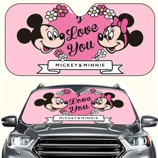 Discover Love You Mickey & Minnie Mouse Couple Valentine's Day Car Windshield Sun Shade