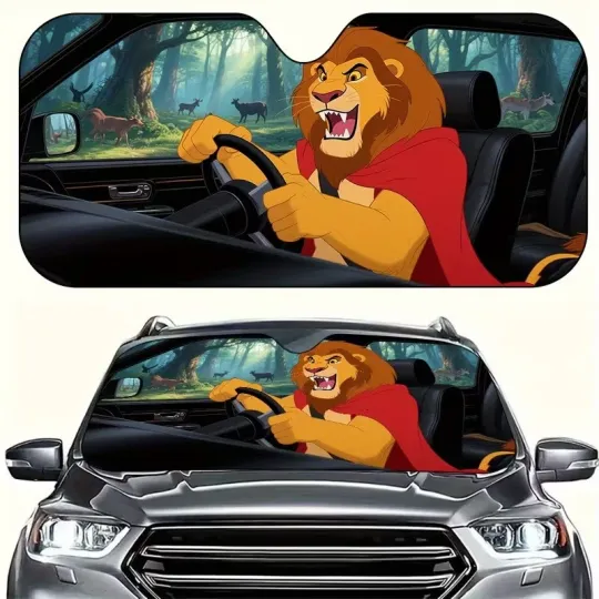 Discover Mufasa Riding Car Adventure Awaits The Lion King Car Windshield Sun Shade