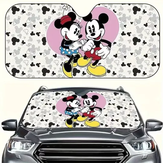 Discover Cute Mickey & Minnie Mouse Hearts Love Valentine's Day Car Windshield Sun Shade