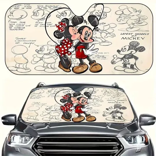 Discover Happy Valentine's Day Mickey & Minnie Mouse Couple Car Windshield Sun Shade