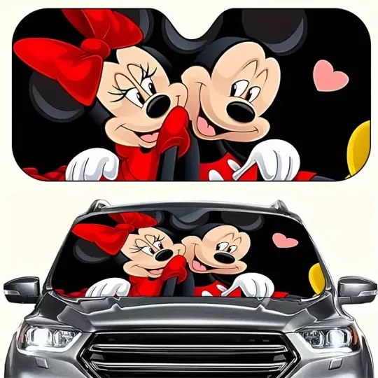 Discover Cute Mickey & Minnie Mouse Love Forver Valentine's Day Car Windshield Sun Shade