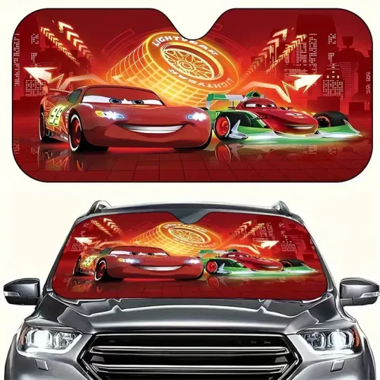 Discover Pixar Cars Lightining McQueen Radiator Springs Car Windshield Sun Shade