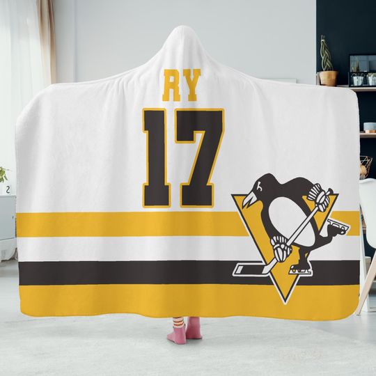 Discover Custom Hockey Hooded Blanket with Name, Plush Wearable Throw, Personalized Fan Gift for Men Women