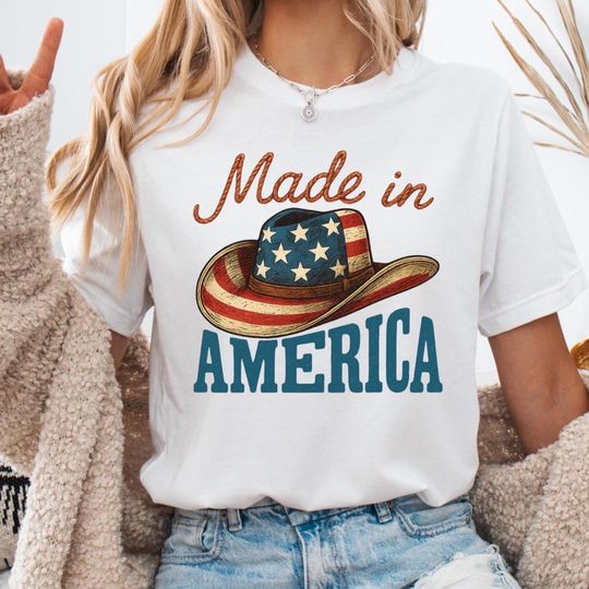 Discover USA Patriotic Shirt / 4th of July American Flag Tee / Vintage USA T-Shirt / Independence Day Shirt / Cowboy Hat Graphic Shirt / Unisex Gift