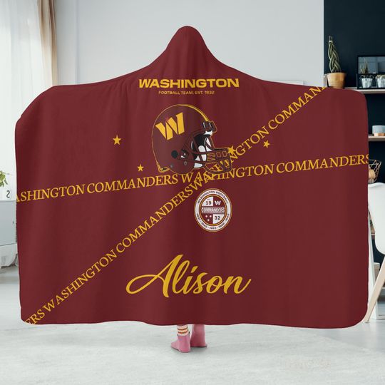 Custom Name Hooded Blanket, Personalized Football Fan Hoodie Blanket, Game Day Gift, Sports Christmas Gift