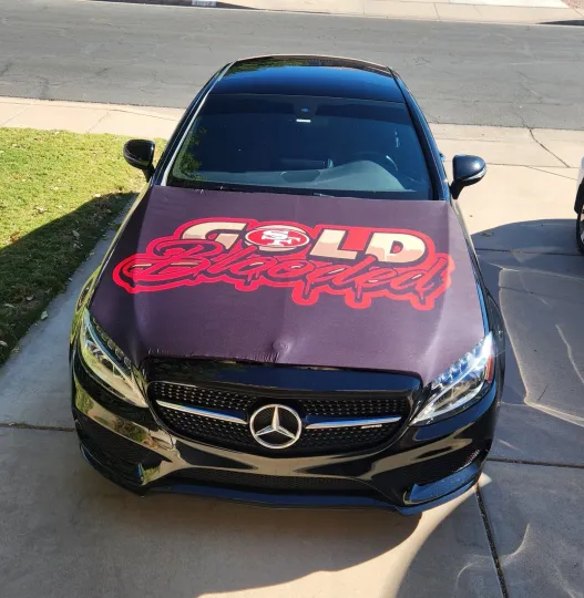 San Francisco 49ers Gold Blooded Auto Hood Cover Football Flag