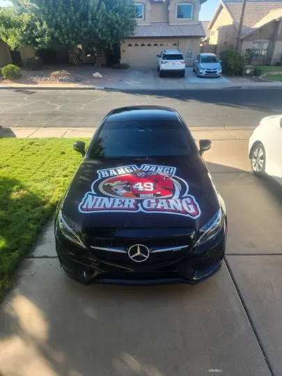 San Francisco 49ers Auto Hood Cover with Flags
